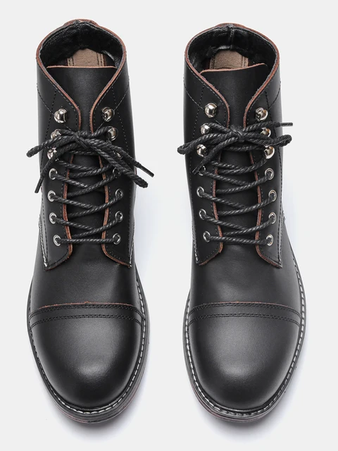 バインディング　ジャンク 39~48 Genuine leather Men Boots Natural Cow Leather Ankle