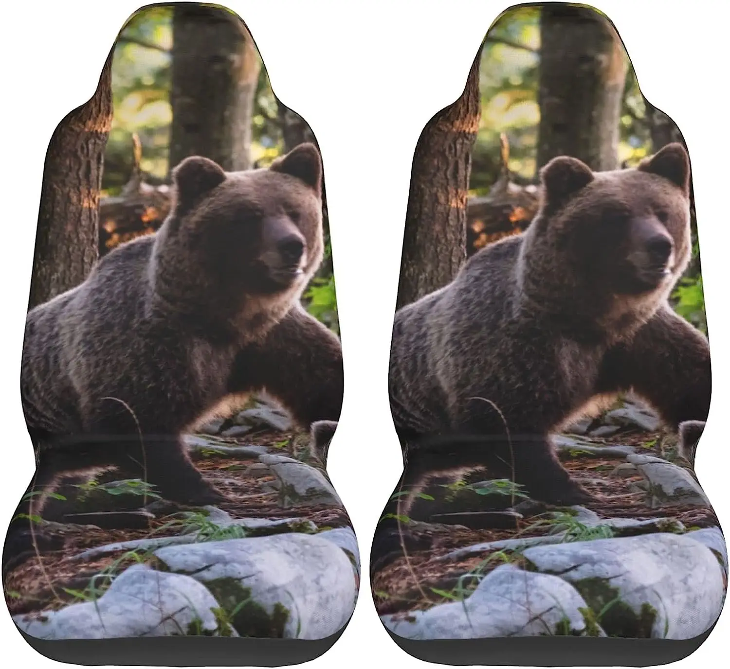 

Bear Printed Car Seat Covers for Front Seat 2 Pack Elasticity Automotive Seat Cover for Auto Truck Van SUV