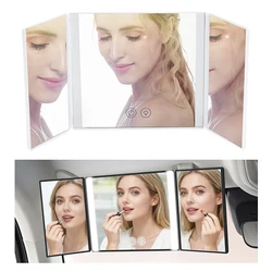 Illuminate Vanity Car Mirror with 3 - Way Lighting - Stylish Auto Accessory (White)