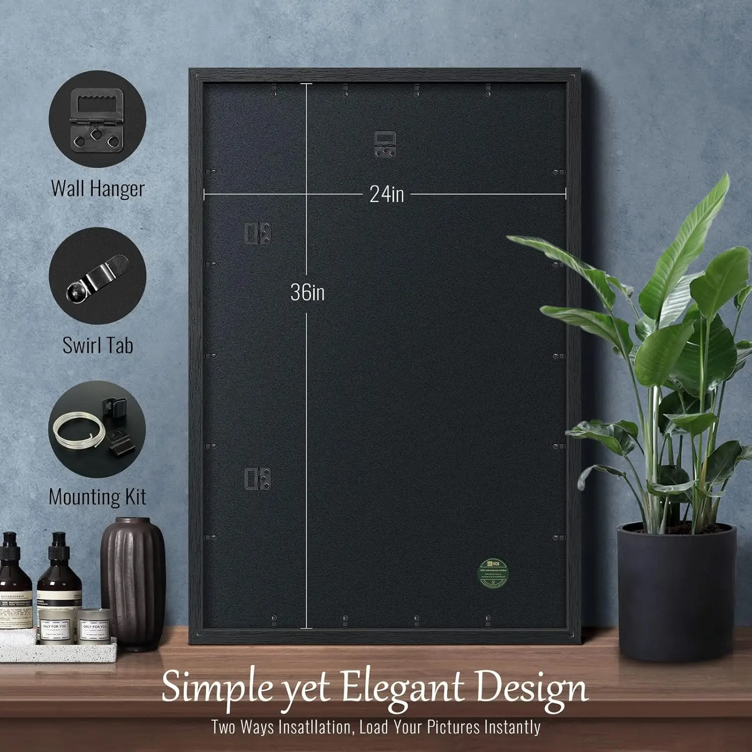 24x36 Poster Frames Black 4 Pack, Textured Exclusive Solid Wood Picture Frame, Wall Gallery Frame