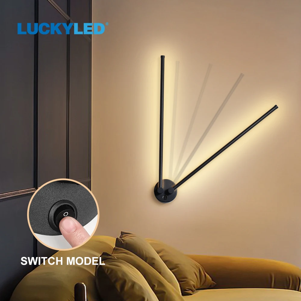 LUCKYLED Led Wall Lamp Rotation Adjustable with Switch Led Wall Lights Interior Living Room Bedroom Modern Sconce Lamp