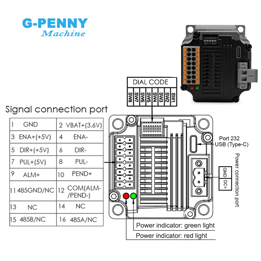 G-Penny IESV57-30-10-36-17BC JMC 서보 모터 17Bit NEMA23 100W 36V DC 3000rpm 통합 드라이브 모터 CNC 라우터 산업용 모터