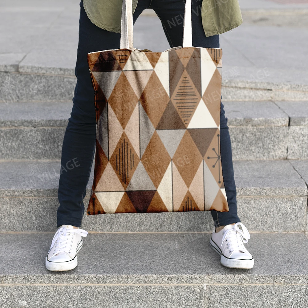 Canvas shoulder bag organization storage Handbags cosmetics travel Women's bag Shopping Fabric pouch nordic boho Customizable 5