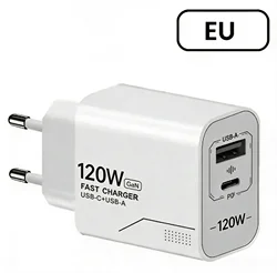 120W GaN Dual - Port USB - C Wall Charger with US/EU Plug and PD Quick Charge Technology - EU Charger
