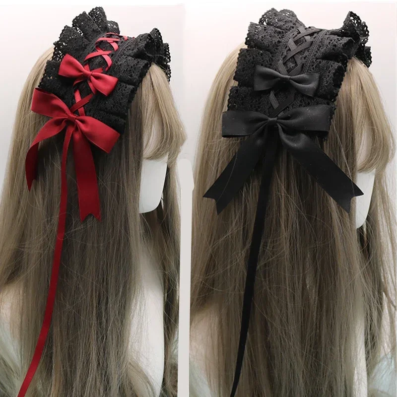 

Gothic Bowknot Sweet Hair Hoop Anime Maid Cosplay Headband Lolita Lace Flower Headwear Accessory Dropshipping