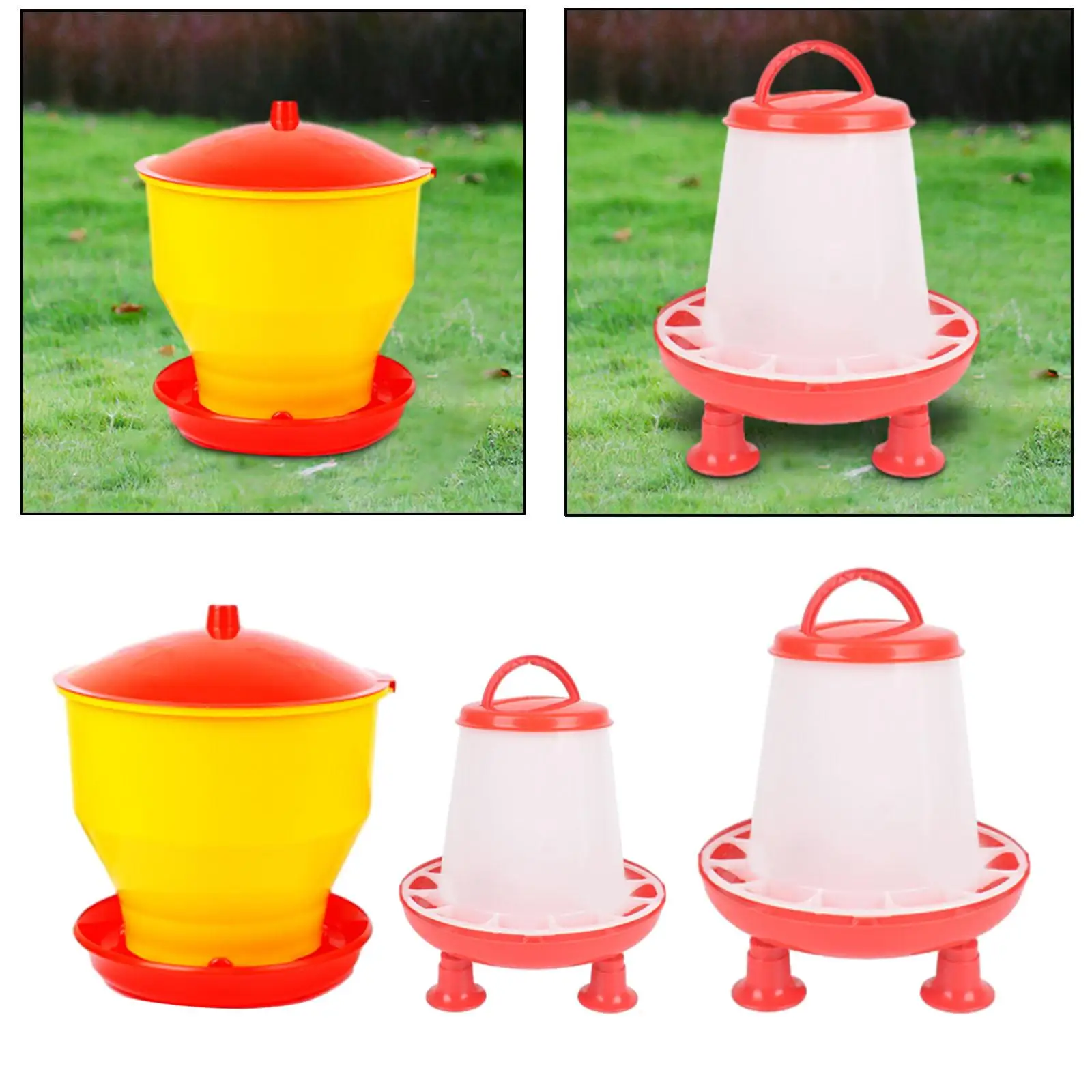 Chicken Feeder Chicken Water Feeding Bucket Auto Feeder Portable Bird Automatic Feeding Bucket for Pigeon Quail Budgie Hen Duck