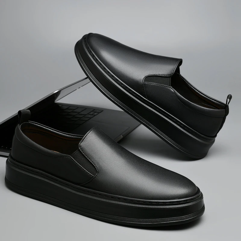 Men's Leather Casual Shoes Thick Soles Durable Minimalist Summer Design Men's Oxford Shoes Versatile Commuting Work Shoes 3