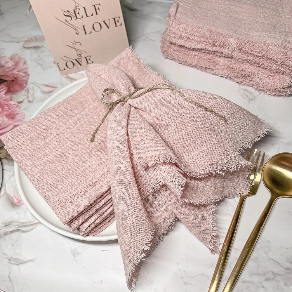 10pcs 32x32cm Gauze Cotton Cloth Napkins Reusable Tea Towel Wedding Party Table Decor Retro Burrs napkin cotton napkins