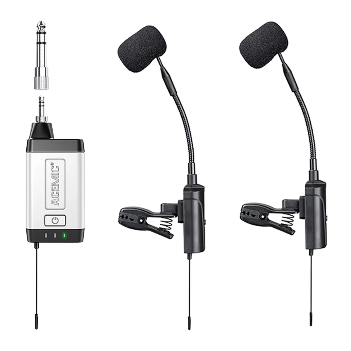 Wireless Microphone for Saxophone Dual Channel UHF Condenser for Saxophonist Playing Recording Stage Performance Acemic Q2/ST-5