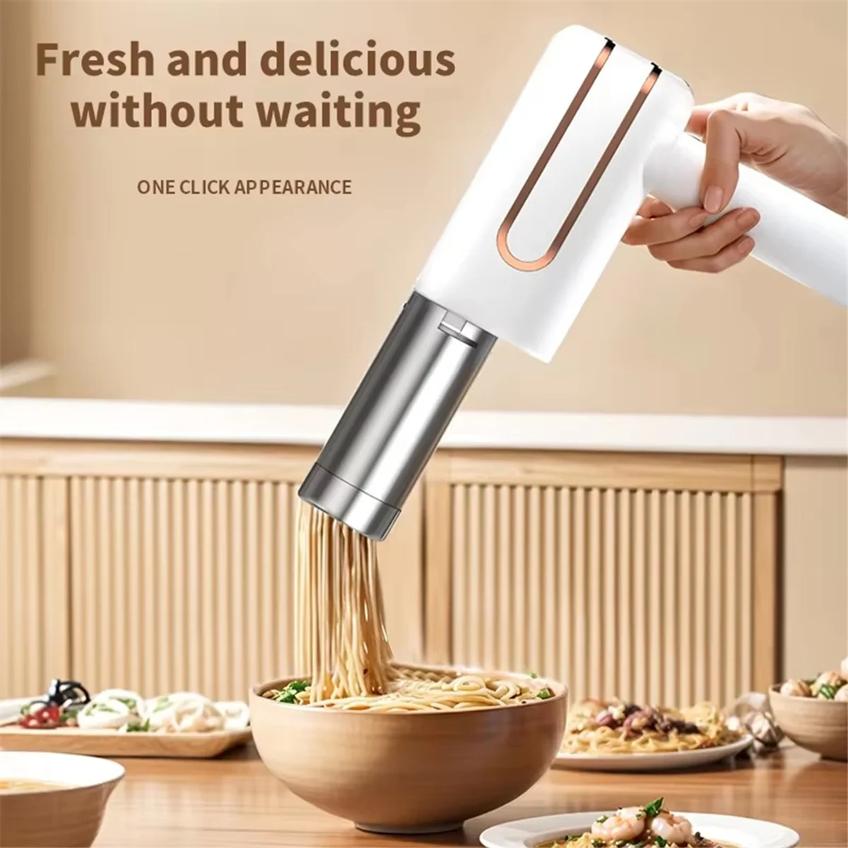 SEMOIC Electric Cordless Noodle Maker,Portable Noodle Maker for Home and Outdoor Kitchen,Ideal for Breakfast and Quick Meals