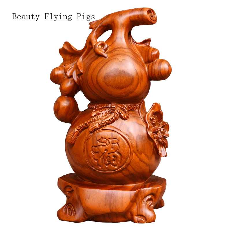 

Chinese classical solid wood carving, jade gourd decoration, living room, office, home decoration, mahogany handicrafts