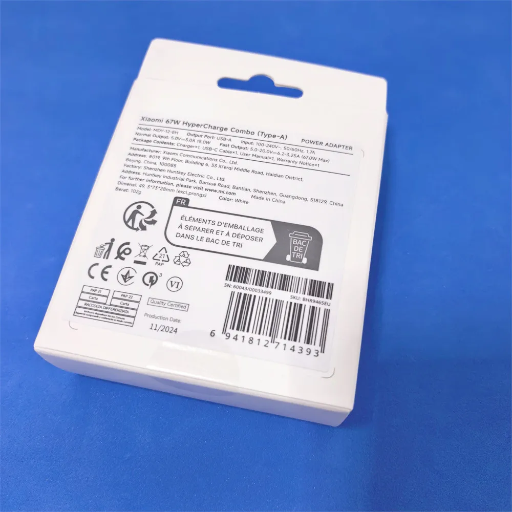 Xiaomi 67W Turbo Fast Charger EU Plug 6A Type C Cable For Xiaomi POCO X5 X6 X7 Pro 15 14 Redmi Note 13 12 11 11T 10 10T K70 Pro