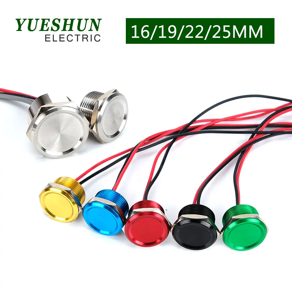 Prova d Água Piezo Toque Interruptor 16 mm 19 mm 22 mm 25 mm Momentary Metal Botão Switches Piezoelétricos Subaquáticos para Piscina Spa Ip68 à