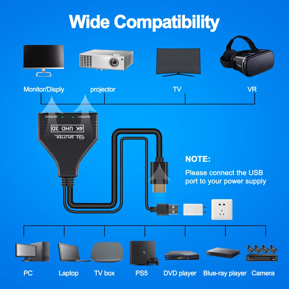 TV ڽ  Ϳ HDMI й, 1 in 2 out   VGA ̺, 1 to 2 DVI 24 1 to hdmi 2 , 15m, HDTV 4K, 30Hz
