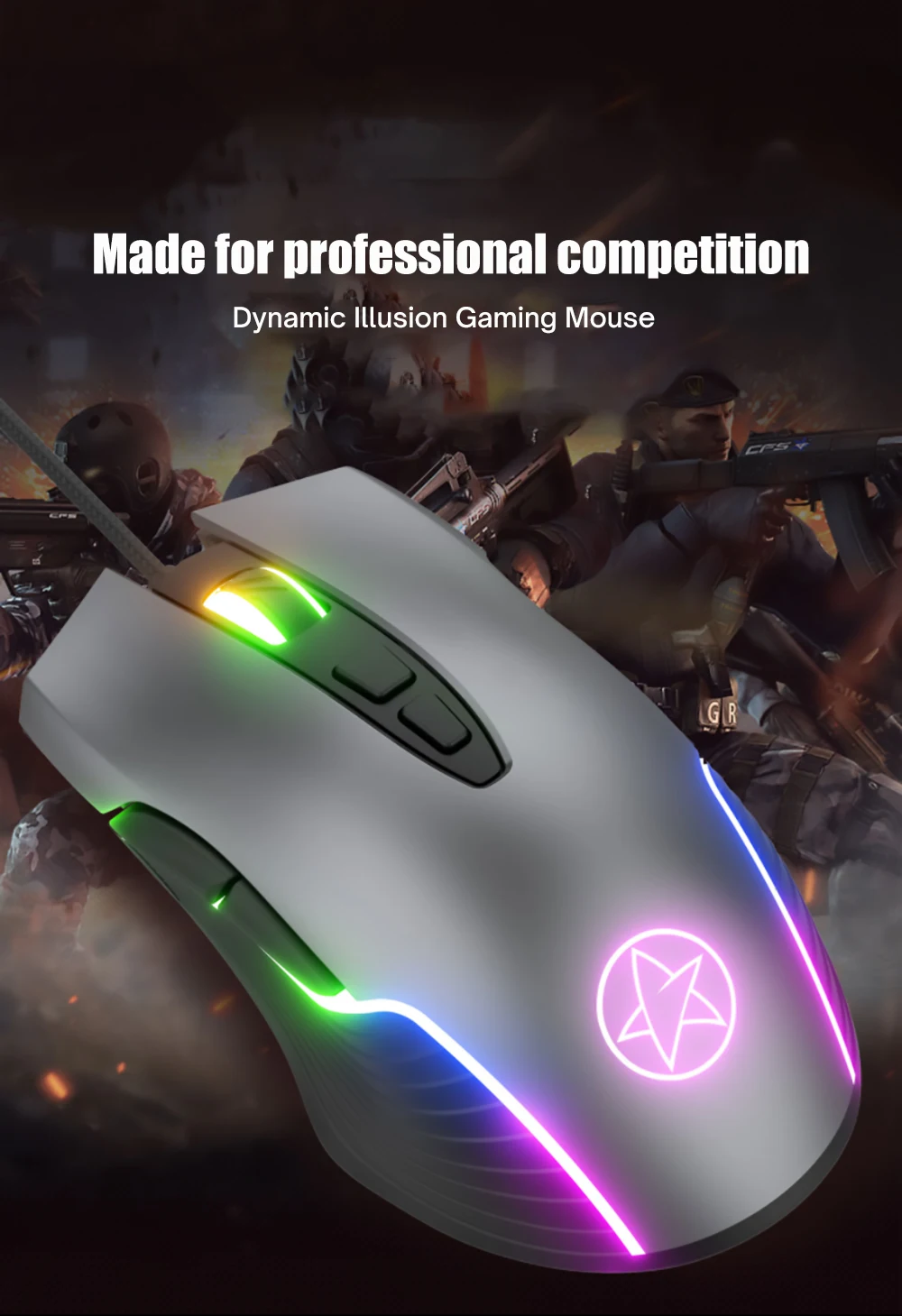 cool computer mouse Wired Gamer Mouse 7 Buttons Lighting ABS Material Frosted Feel Optical 6400 DPI Mice Gaming Mouse For Computer Desktop Laptop PC laptop mouse