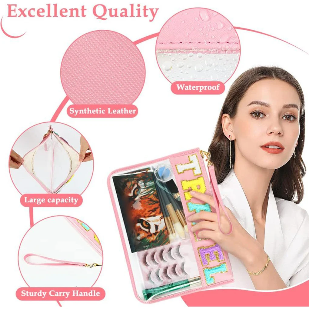 

Изысканная прозрачная косметичка ручной работы с гладкой застежкой-молнией