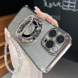 Glitter Plating Chain Case with Lanyard and Stand - Silicone Protective Cover for Realme 12 plus (SFCX SJS Silver)
