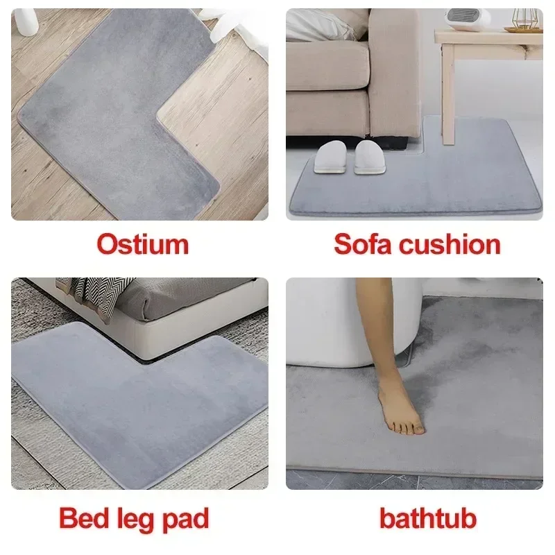 L-Shaped Bath Mat Non-slip Entry Doorway Floor Rug Non Slip Corner Shower Mat Durable Water Absorption Floor Bathroom Rugs