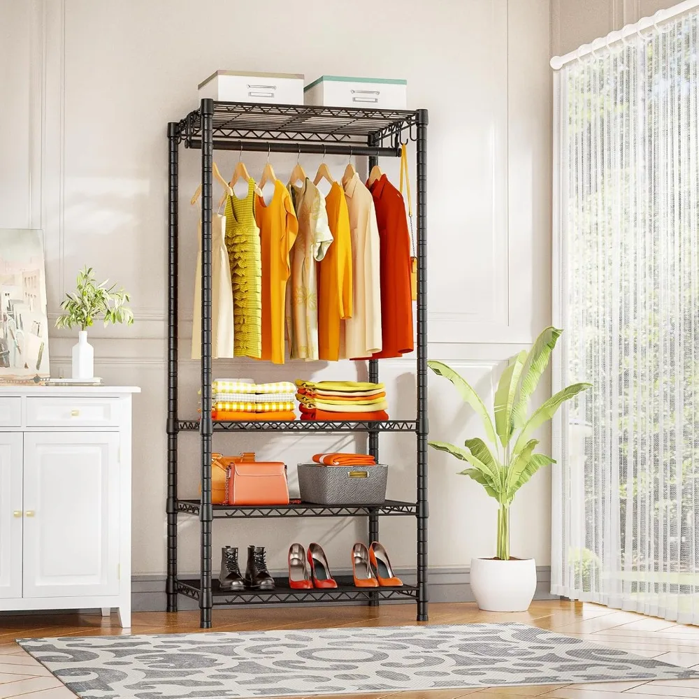 Mini Portable Closet, 4 Tiers Freestanding Clothing Garment Rack for Small Space, Metal Clothes Wardrobe System for Bedroom 2