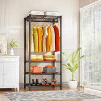 Mini Portable Closet, 4 Tiers Freestanding Clothing Garment Rack for Small Space, Metal Clothes Wardrobe System for Bedroom 2