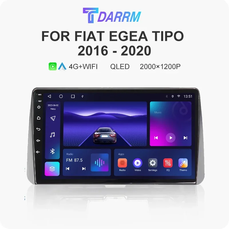 Autoradio Multimediale Per Fiat Tipo Egea 2016 2017 2018 2019 2020 Lettore Video Navigazione Gps Stereo Carplay Android Autoradio