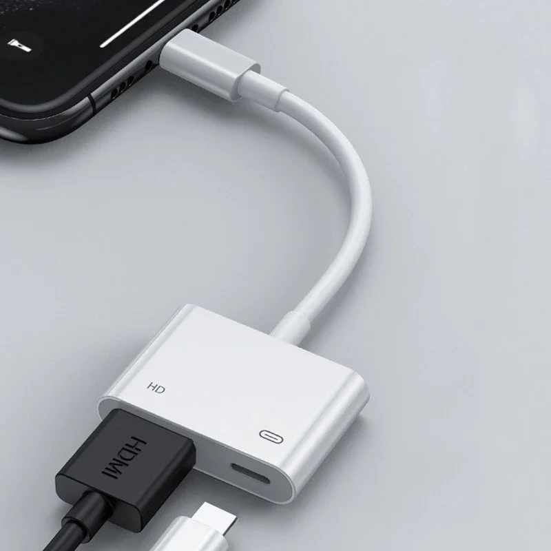 iPhone 14 13 12 11 Pro Max-TV/프로젝터/모니터용 Lightning-HDMI 어댑터(충전 포트 포함) 1080P 화면 변환기