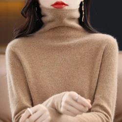 Women's 100% Merino Wool Pullover - Cozy Autumn/Winter Solid Sweater - XXL (Golden Camel)