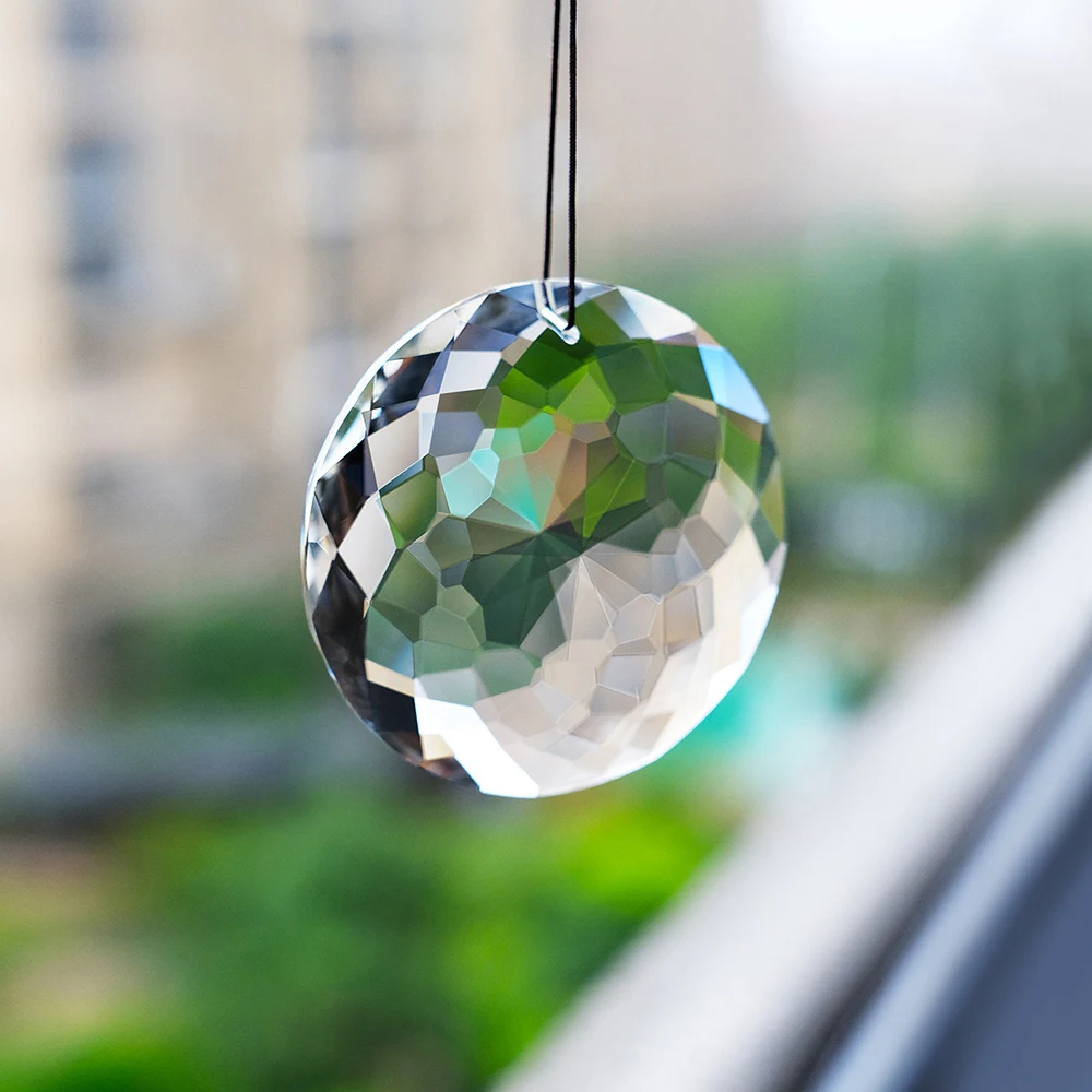 60mm Mandala Suncatcher Crystal Prisms Hanging Flower Faceted Glass Chandelier Pendant Light Rainbow Catcher Home Garden Decor sun catcher crystal pendant sun catchers