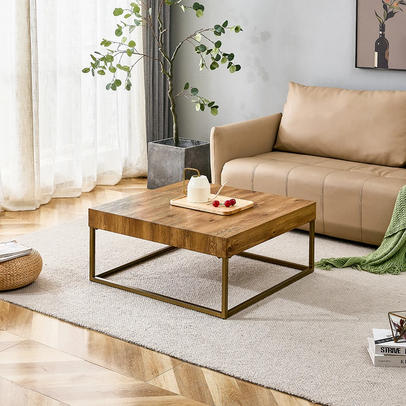 Modern rectangular coffee table, dining table. MDF desktop with metal legs. Suitable for restaurants and living rooms.