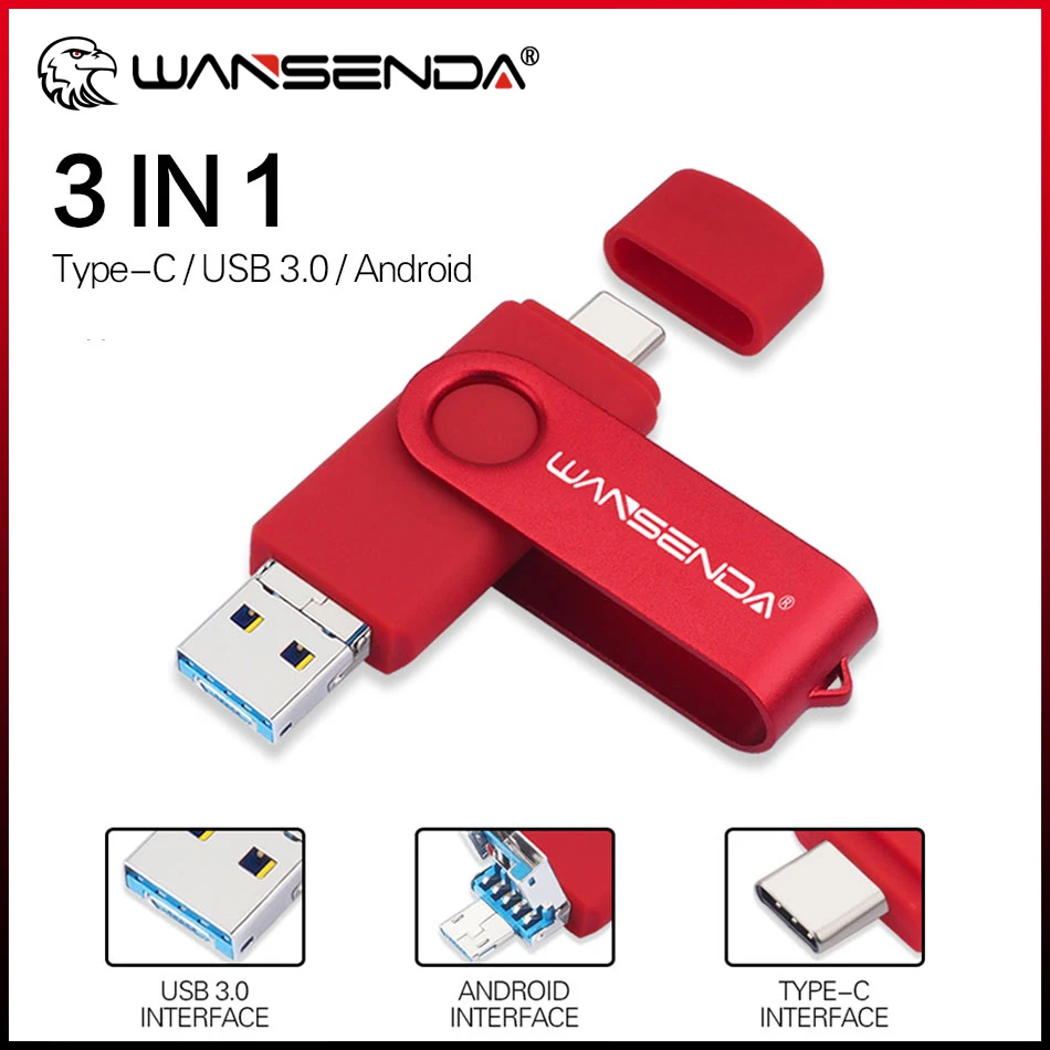 WANSENDA USB TYPE C USB 3.0 Flash Drive Pen Drive 512GB 256GB 128GB 64GB 32GB High Speed Pendrive USB C & MicroUSB Memory Stick otg usb flash drive type c pen drive 512gb 256gb 128gb 64gb 32gb 16gb usb stick 3 0 pendrive for type c device best gift