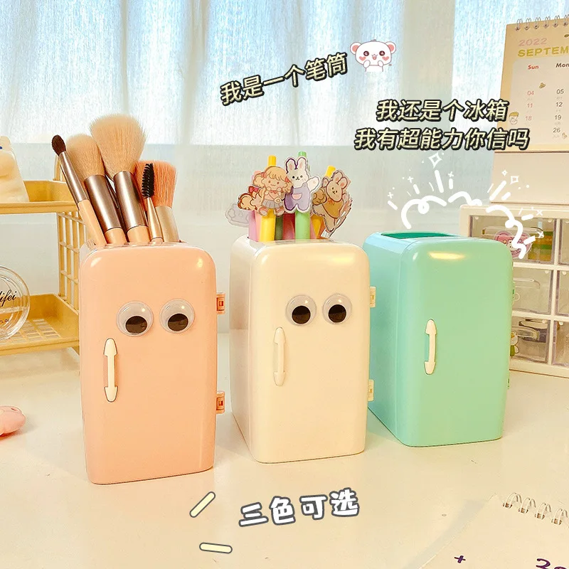 

Kawaii Desk Organizer Refrigerator Pen Holder Student Cute Large-capacity Desktop Organizer Creative Pencil Case Desk Storage