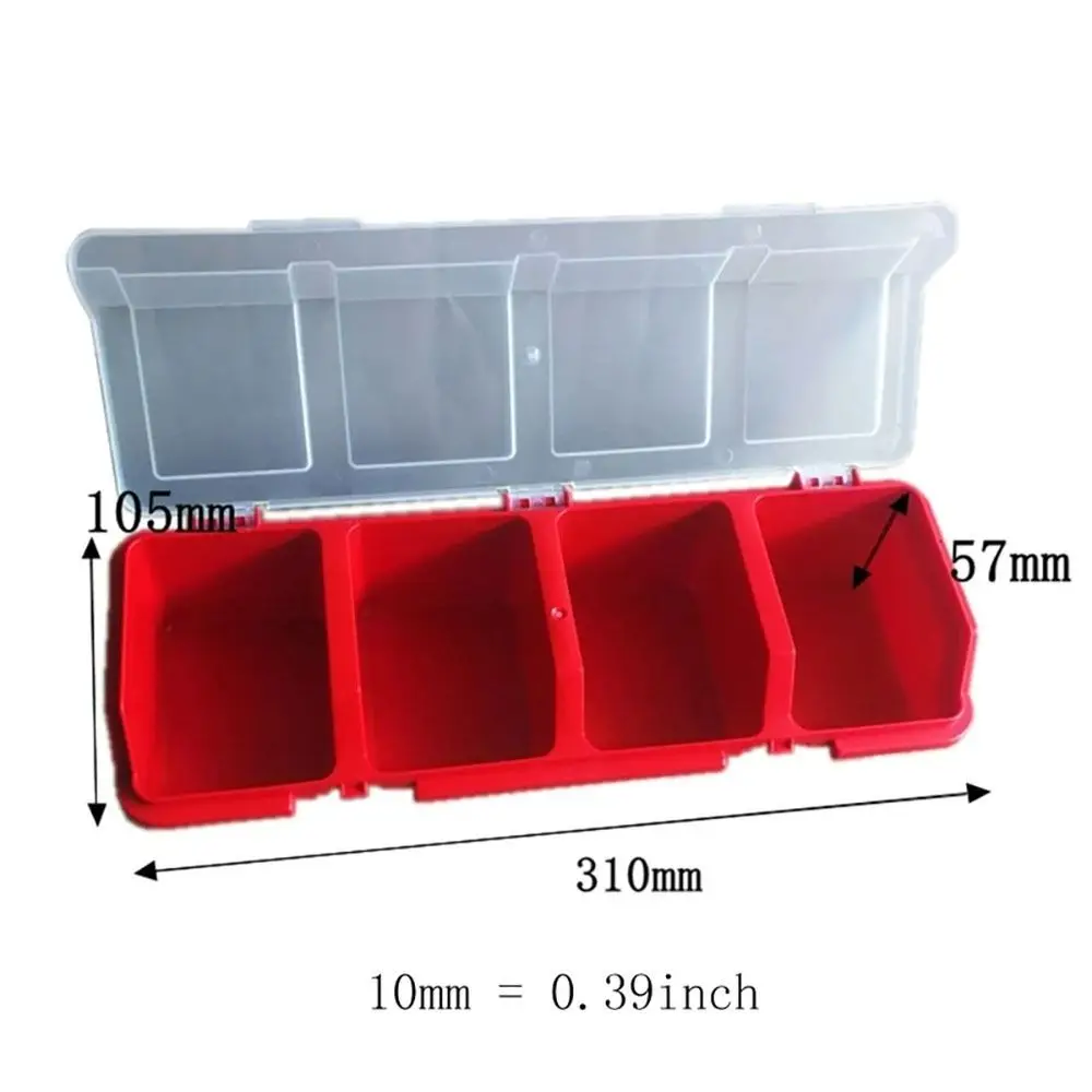 Plastic Screw Box Storage Box with 4 Compartment Tool Part Container Bin with Lid Display Storage Case Organizer