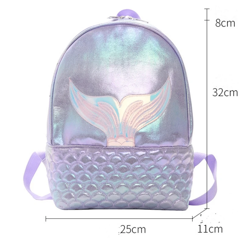 New Mermaid PU Backpack Custom Student School Bag Large Capacity Girl's  Backpack Personalized Name Birthday Gift Bags 5