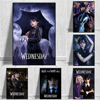 Movie TV Play Wednesday Posters Prints Fantasy Canvas Painting Portrait Wall Art Picture for Nordic Living Room Bedroom Decor 1