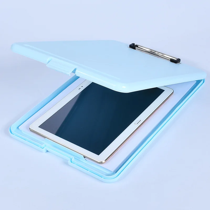 FRETONBA A4 Foldable Clipboard Folder - Double Metal Clips, 360° Foldable, With Pen Holder, Blue - View #8