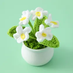 DIY Handwoven Crochet Pot Flower Decorative Ornament (WHITE)