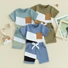 2024-01-30 Lioraitiin Toddler Boys Shorts Set Contrast Color Short Sleeve T-shirt with Elastic Waist Shorts Set Summer Outfit 1