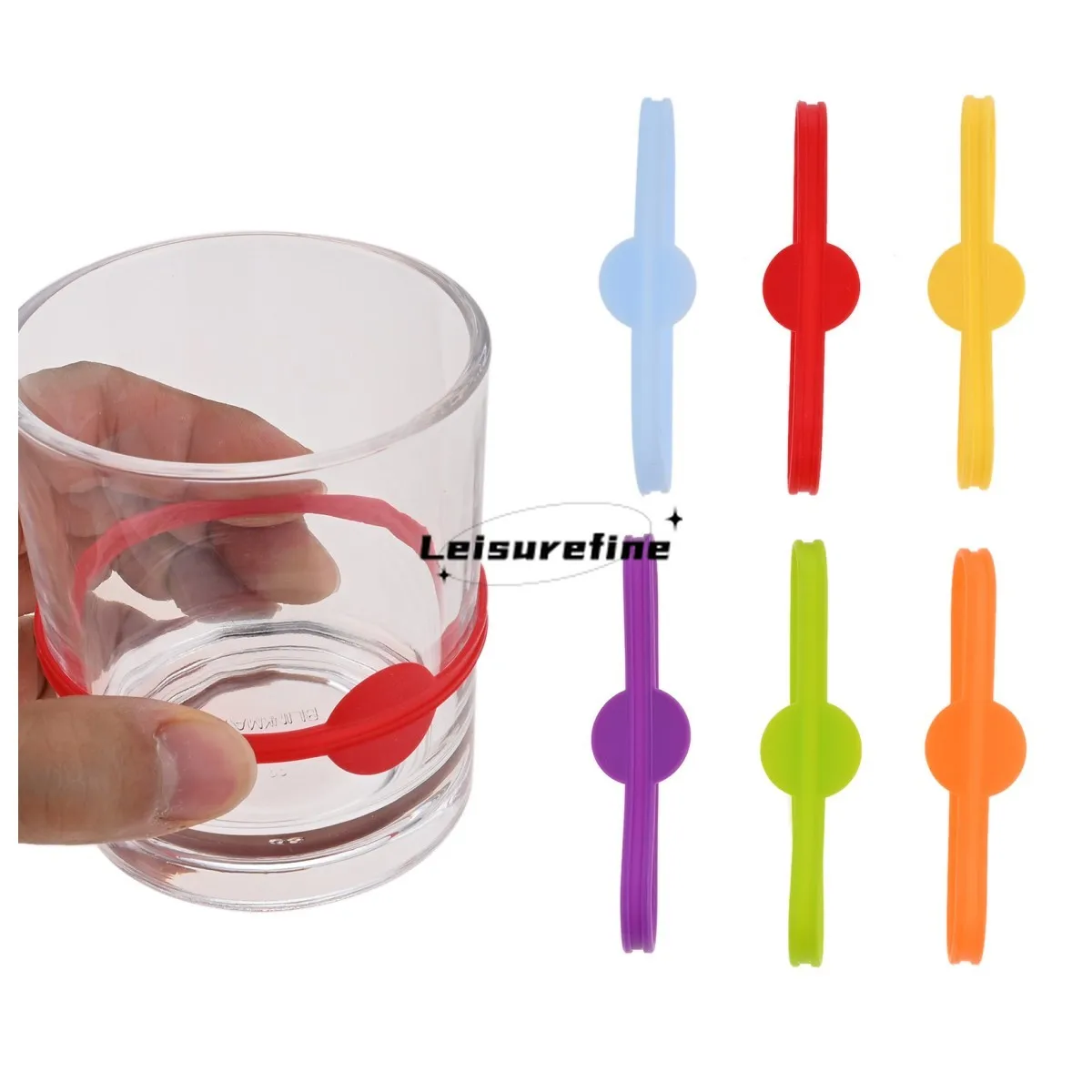 Wine Glass Charms Markers Food-grade Silicone Rings 8.3cm DIA Cup Label Elastic Bands 6pcs Fashion Decor Dinner