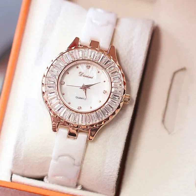 Fashion Watch for Women Scallop Pointer Luxury Diamond Clock Simple Steel Strip Waterproof Girls Quartz Watches Reloj Para Mujer
