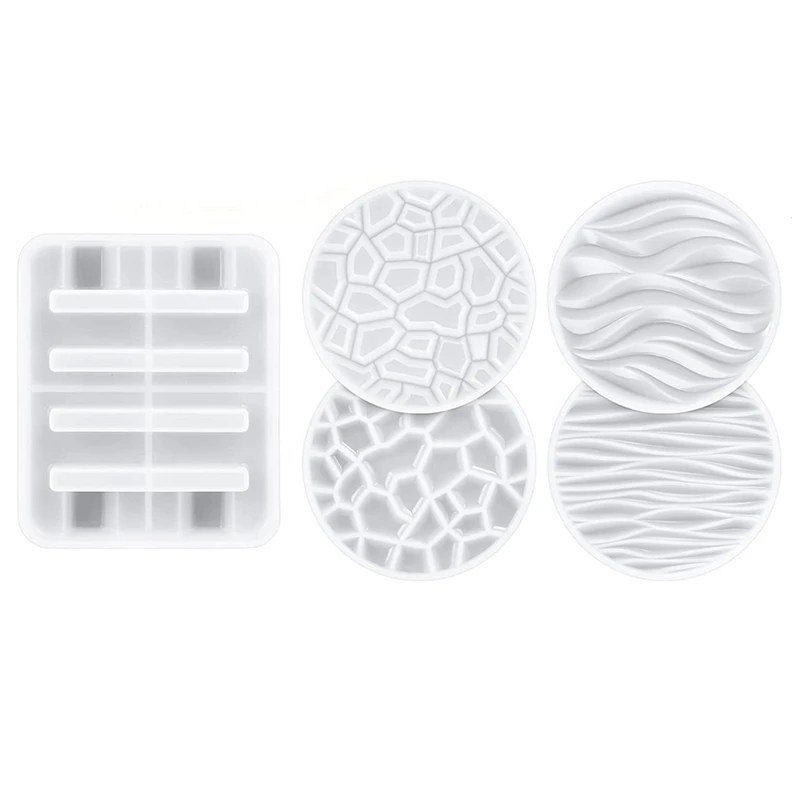 

Resin Casting Coaster Mold With Different Patterns Suitable For Epoxy Resin DIY Home Decoration Coaster Mold Set