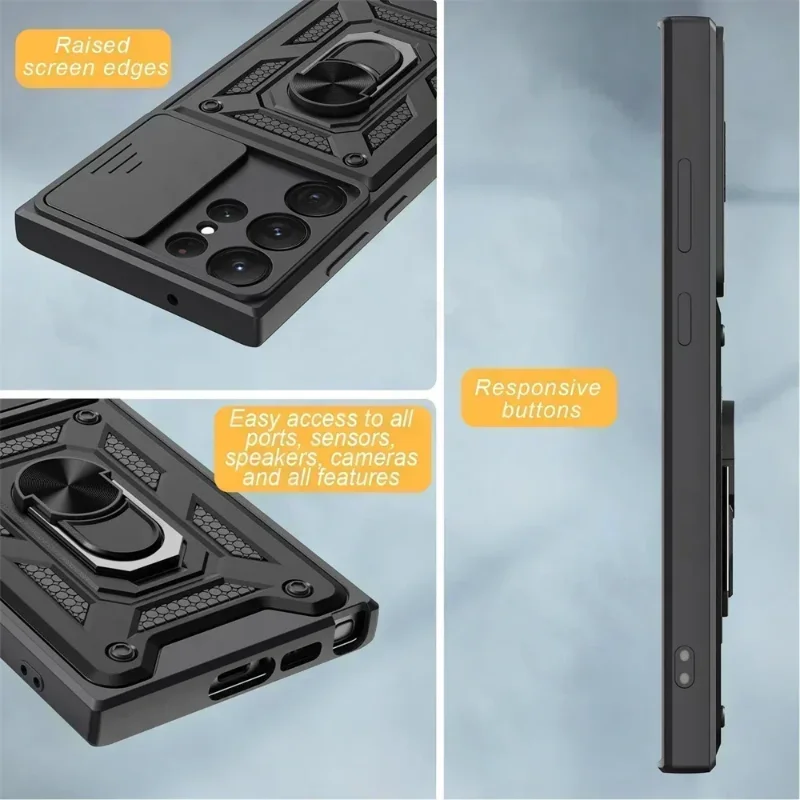 Armor Rotate With Ring Stand Camera Lens Anti-Scratch Case For Samsung Galaxy S24 S23 S22 Ultra S21 S20 Plus FE A54 A34 5G Cover 6