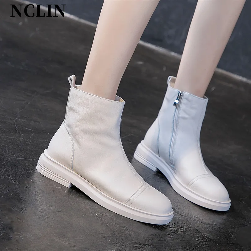 

Spring Split Leather Women's Shoes Thick-soled Round Toe Casual Shoes Women's Vulcanize shoes Women's Sneakers Zapatos Mujer