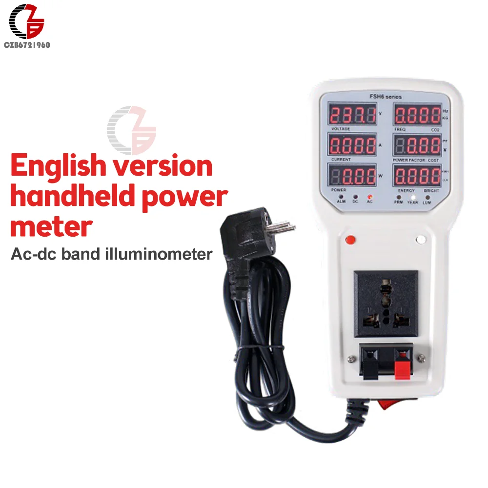 

AC 75-265V 20A Power Meter 220V 110V Led Light Source Illuminance Meter Wattage Meter Photoelectric Parameter Meter with Alarm