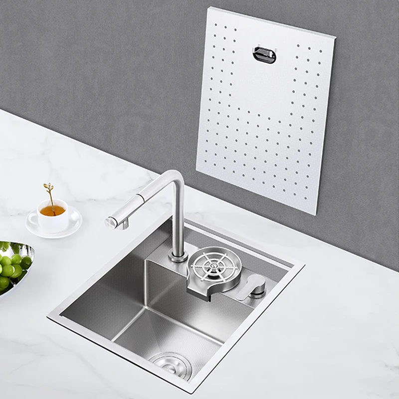 SUS 304 Stainless Steel Hidden Island Sink Rice Grain Embossing Prevent Scratches Handmade Single Cup Rinser kitchen Sinks