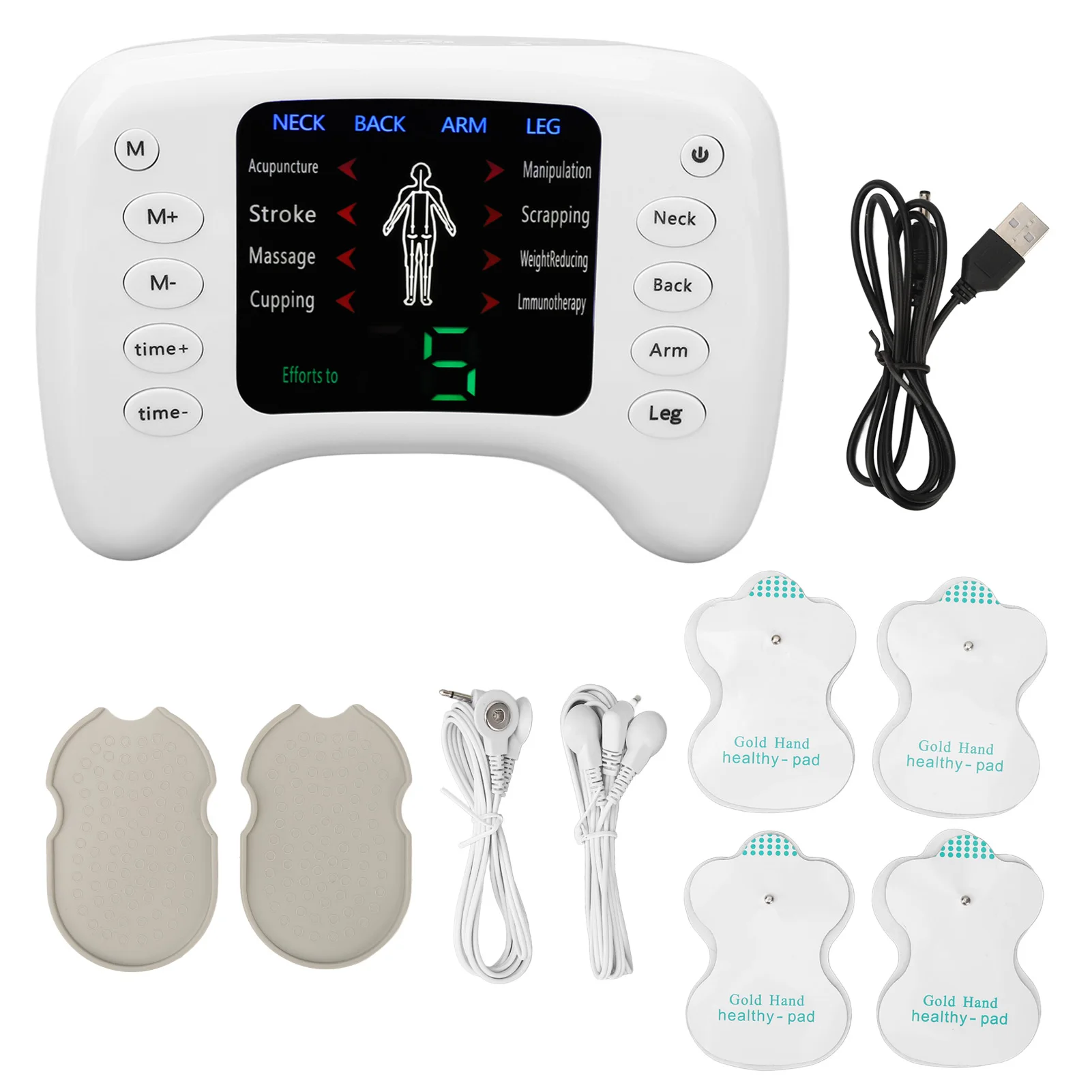 

Electronic Pulse Massager Drain Meridians 8 Modes Dual Output Silicone Muscle Stimulator Pulse Massager Adjustabl for Shoulder