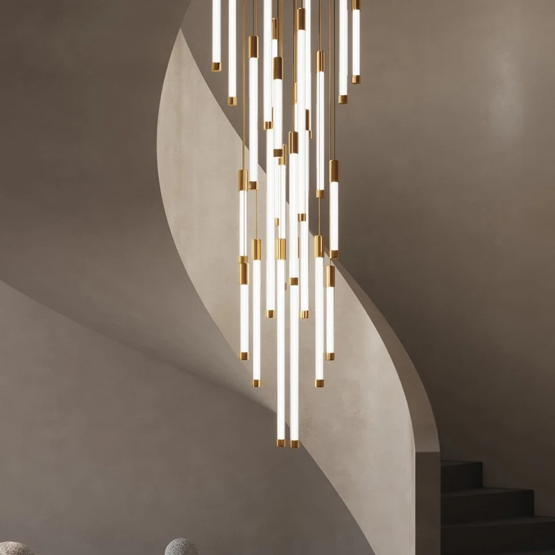 

Modern Staircase LED Chandeliers Hanging Pendant Light Living Dining Room Villa Hall Hotel Suspension Lustre Lampara techo Lamps