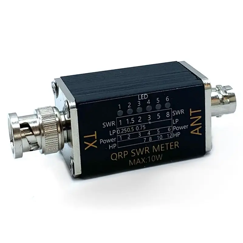 ABLU-BNC 웨이브 미터 파워 미터 1-30Mhz 10W 6 LED 표시등 휴대용 SWR 미터 SO239