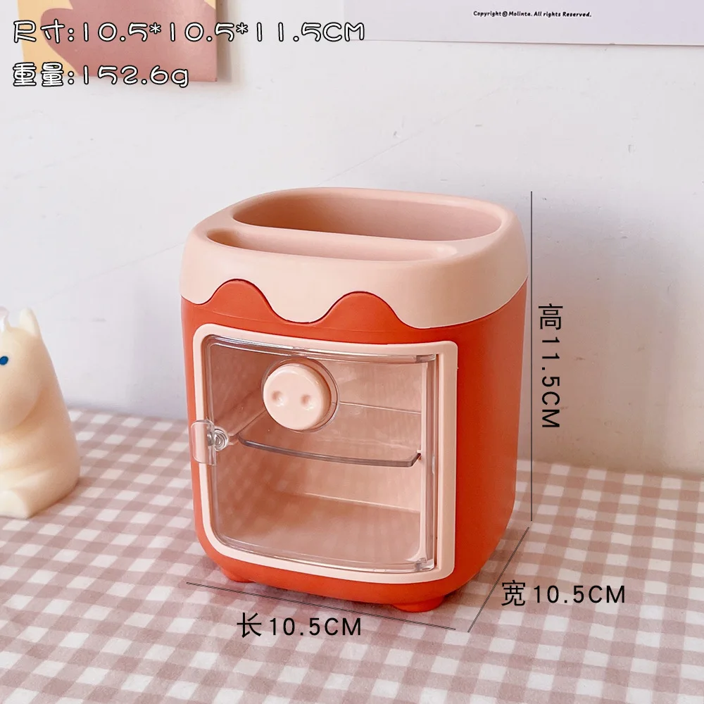 Creative Pen Holder Cartoon Cute Multi grid Pig Pen Holder Student Office Stationery Pig Nose Drawer pen holder