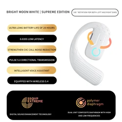 Bluetooth 5.4 Rotatable Wireless Earphones with Mic for Sport, Business, and Music (White 1PCS)