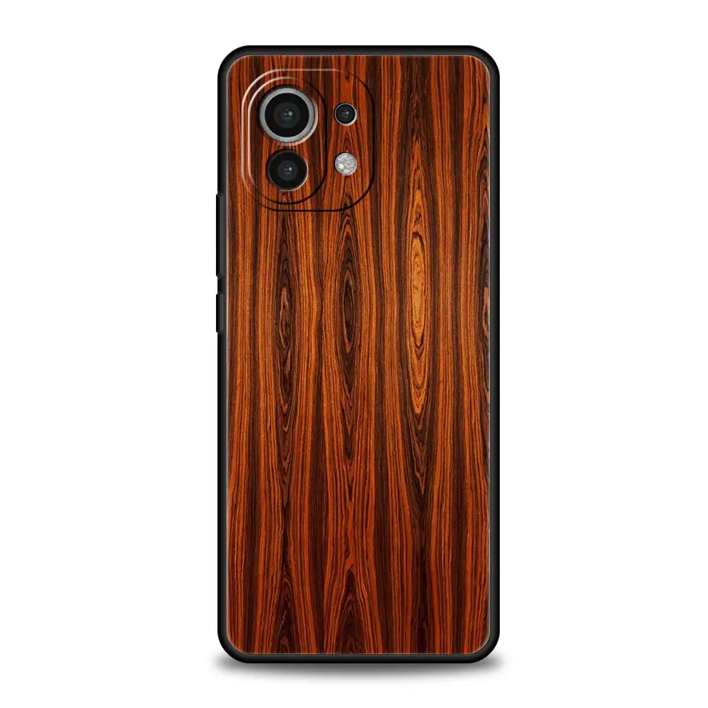 Carved Wood Design Black Silicone Phone Case Cover